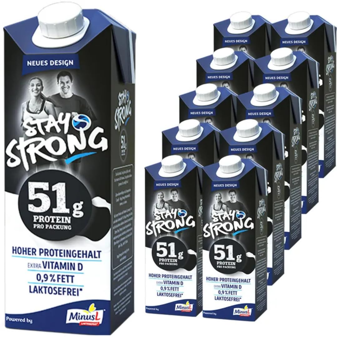 Minus L Stay Strong Milch 1000 ml – Laktosefreie Milch,10 Er
