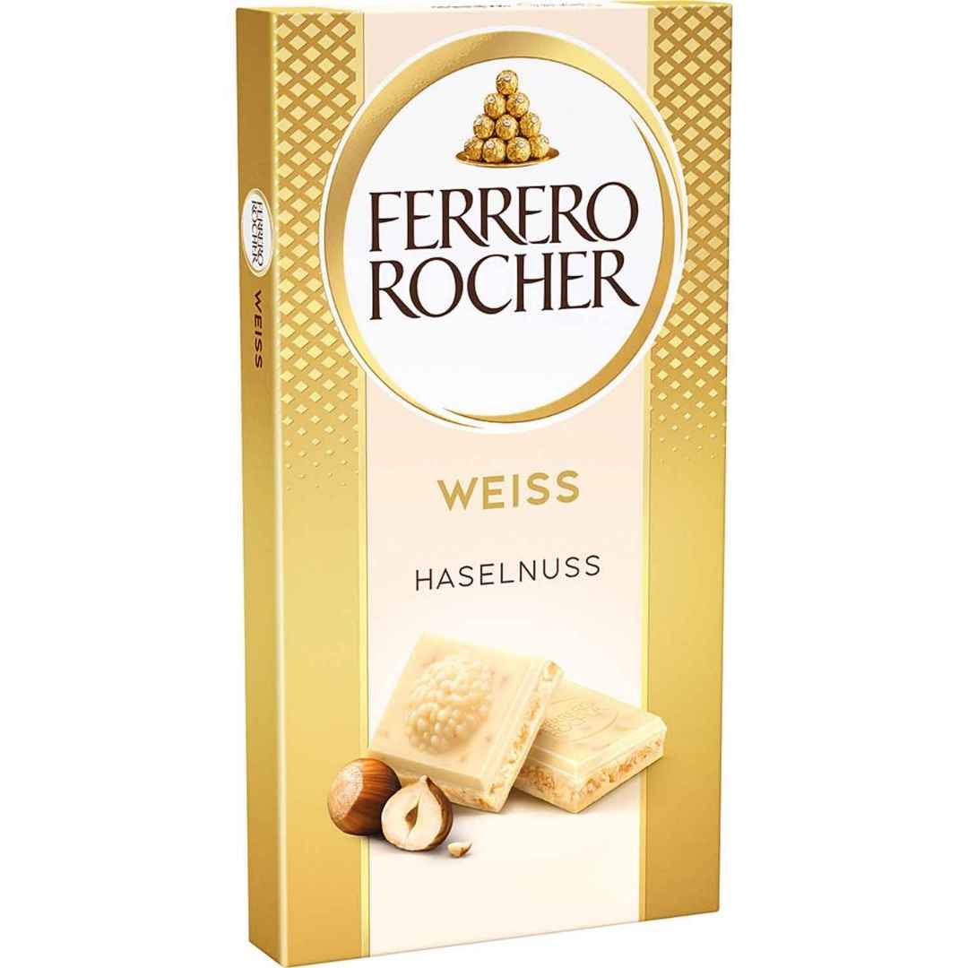 Ferrero Rocher Weiß Tafel 90 g – Weiße Schokolade Haselnuss