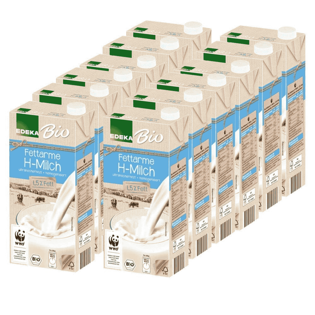 EDEKA Fettarme H-Milch 1,5% 1 l 12 x – Haltbare Milch