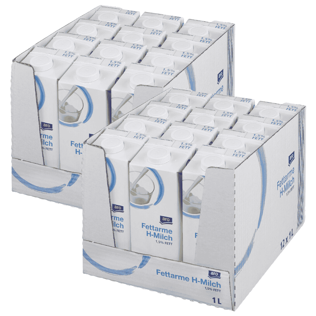 aro H-Milch 1,5% 12 x 1 l 2er Pack – Fettarme Haltbare Milch
