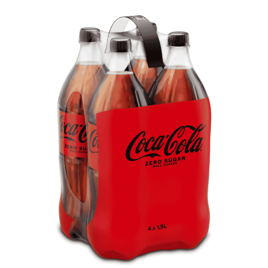 Coca-Cola Zero 4 x 1,5 l Einweg – Zuckerfreies Erfrischungsgetränk