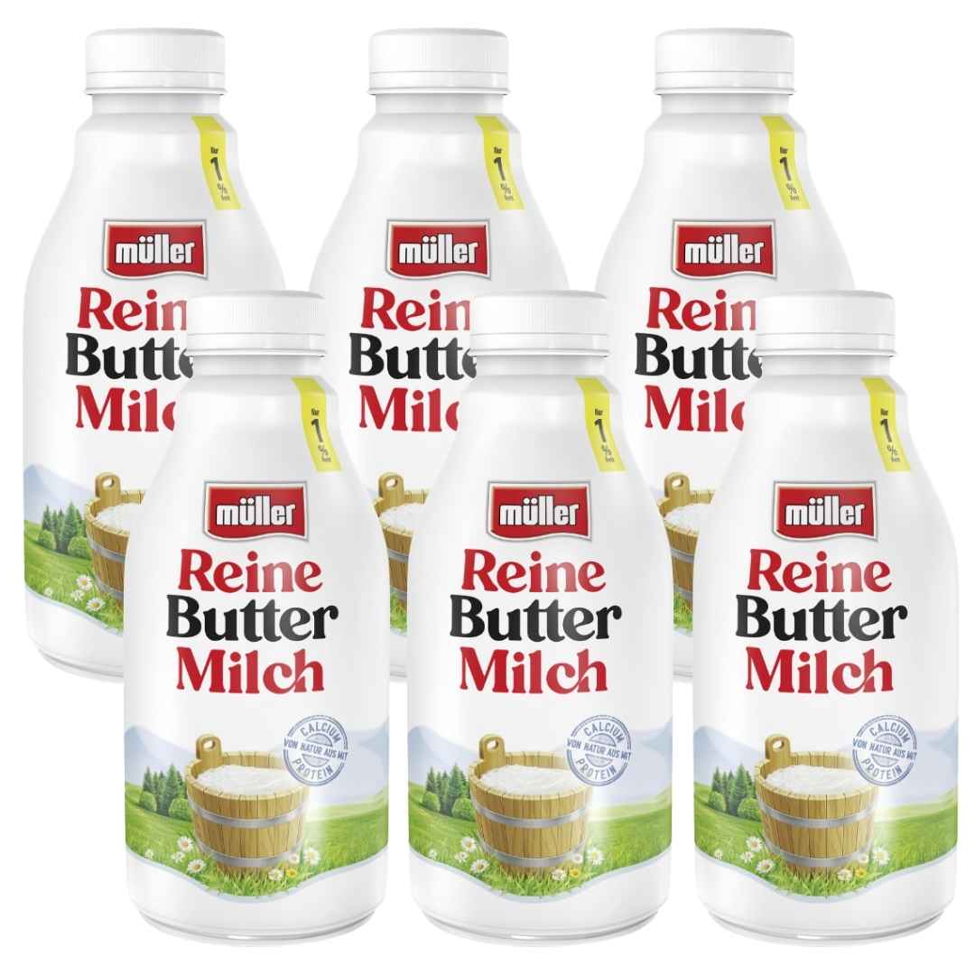 Müller Reine Buttermilch 500 g – Milchgetränk Alltag & Küche 6 Er