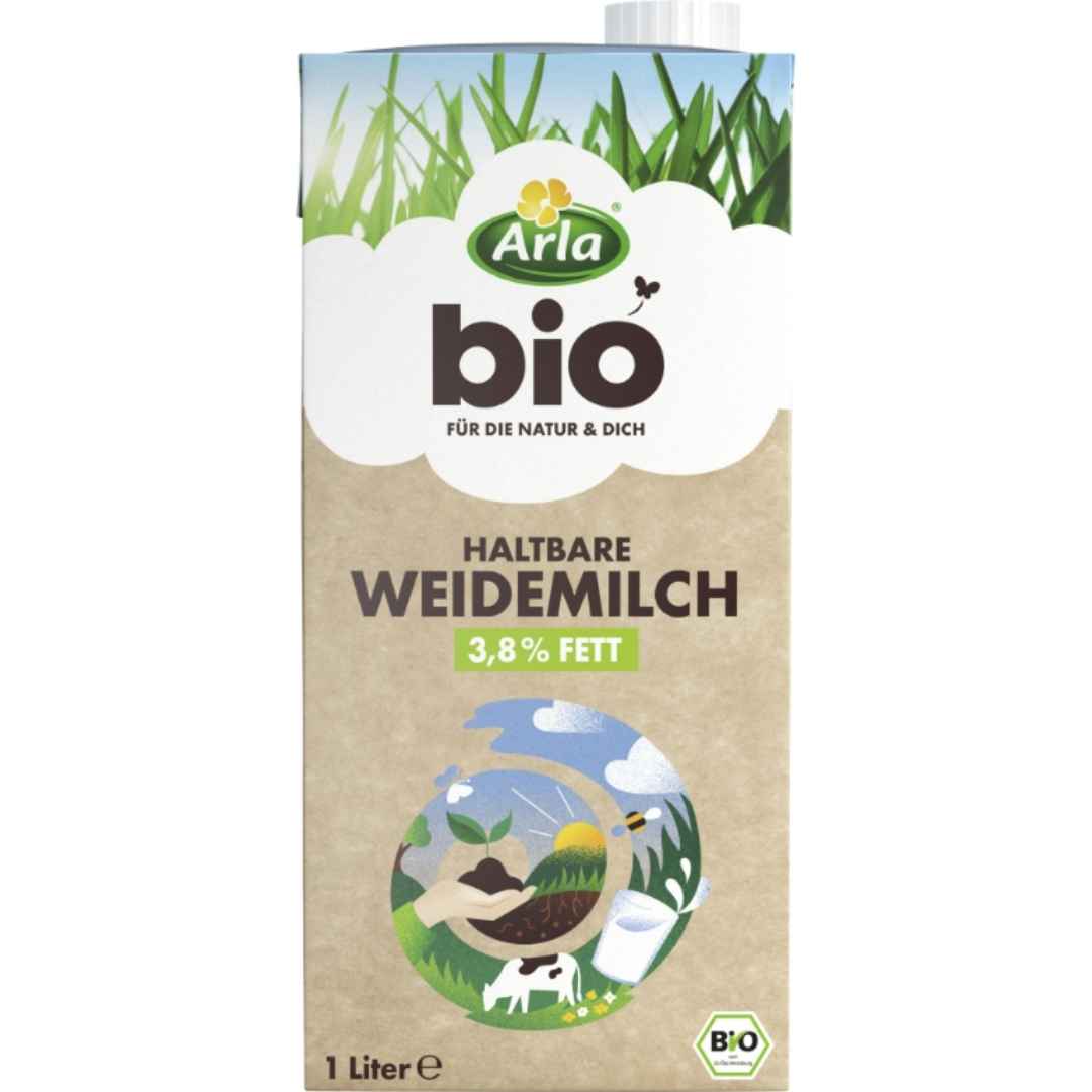 Arla Bio Weidemilch 3,8% 1 l – Haltbare Vollmilch