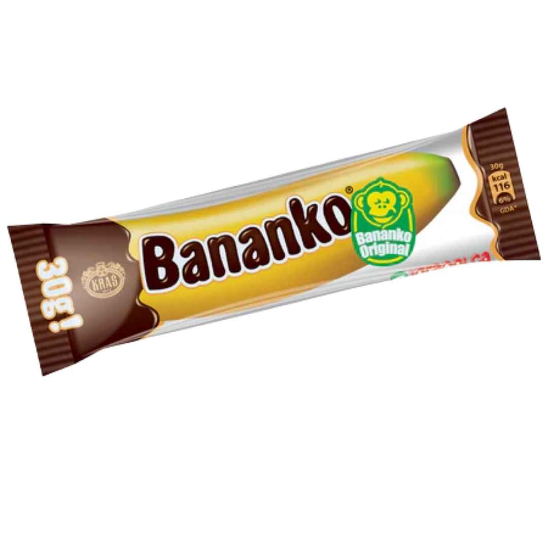 Kraš Bananko 30 g – Bananenschaumriegel mit Schokoladenüberzug