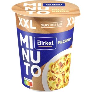 Birkel Minuto Pilzrahmtopf XXL 86 g – Instant Nudelsnack mit Pilzrahmsauce