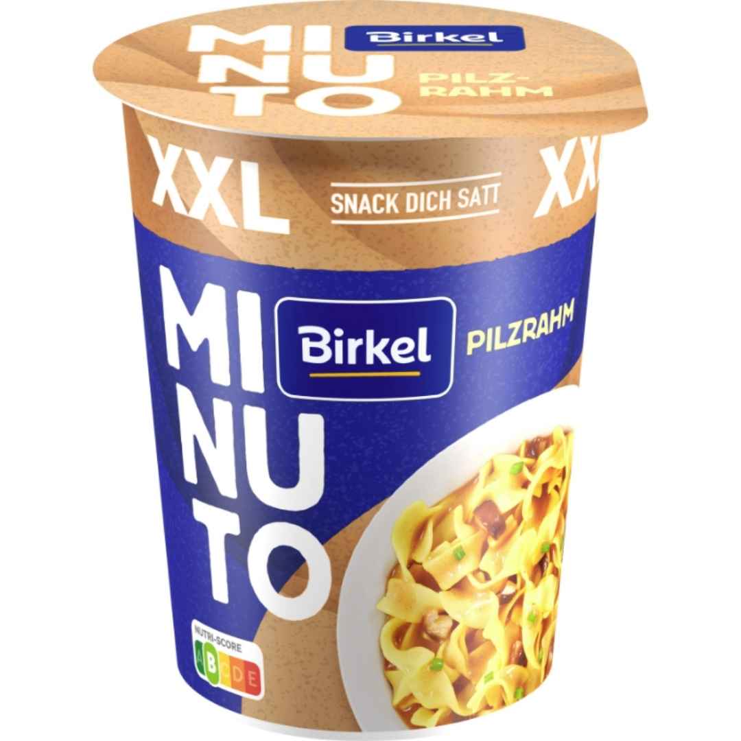 Birkel Minuto Pilzrahmtopf XXL 86 g – Instant Nudelsnack mit Pilzrahmsauce