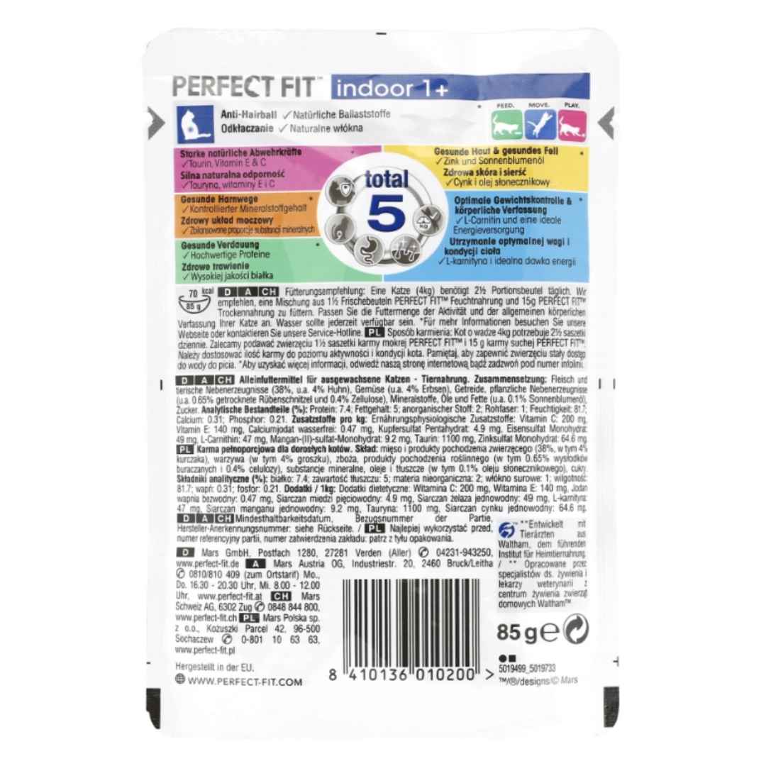 Perfect Fit Cat Indoor 1+ Huhn & Erbsen in Sauce 85 g – Nassfutter für Wohnungskatzen – Bild 2