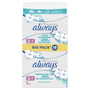 Always Ultra Cotton Protection Long mit Flügeln 18 Stück Größe 2