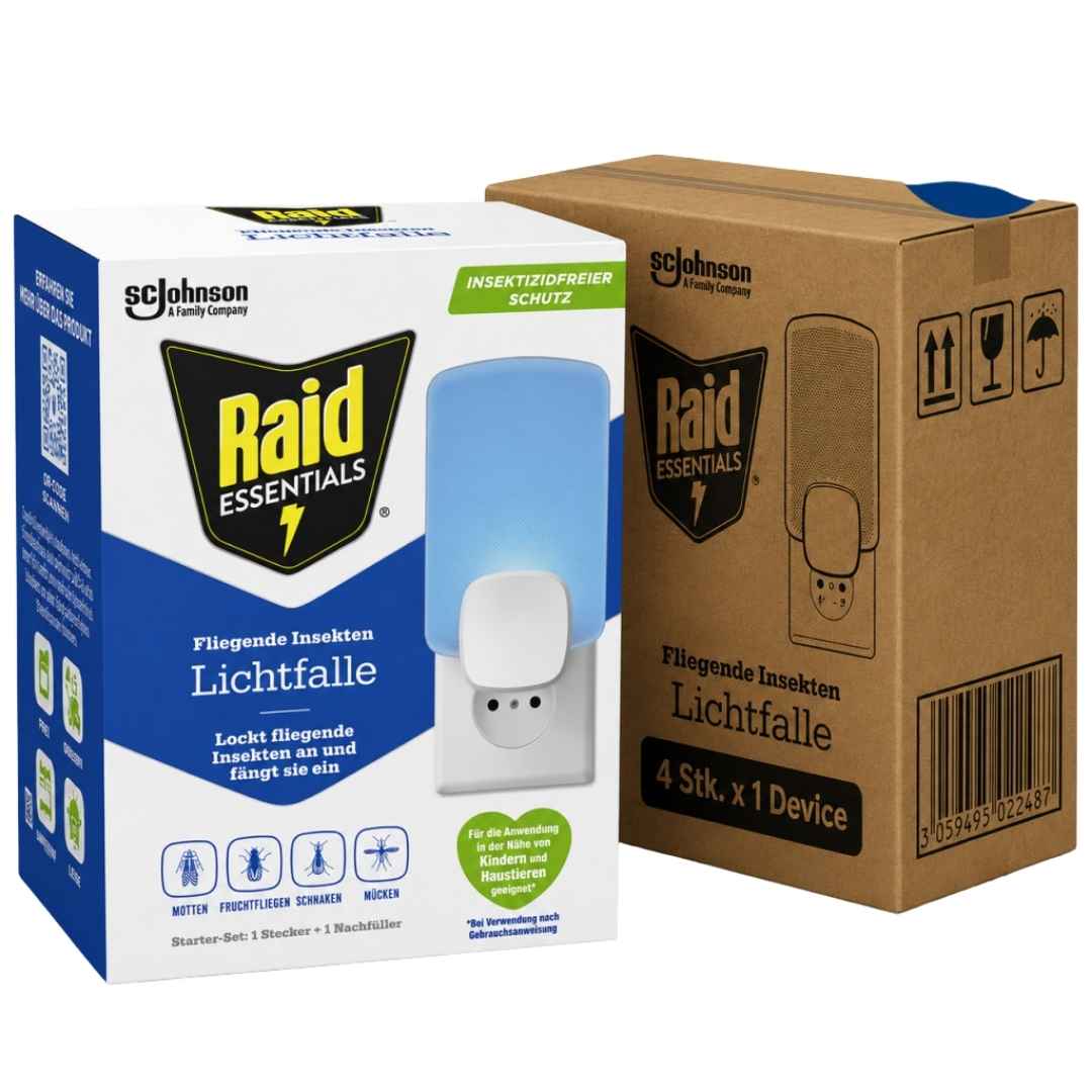 RAID Essentials Lichtfalle Starter-Set 4er mit Gerät & Nachfüllpad