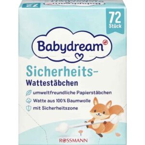 Babydream Sicherheits-Wattestäbchen 72 Stück – Babypflege