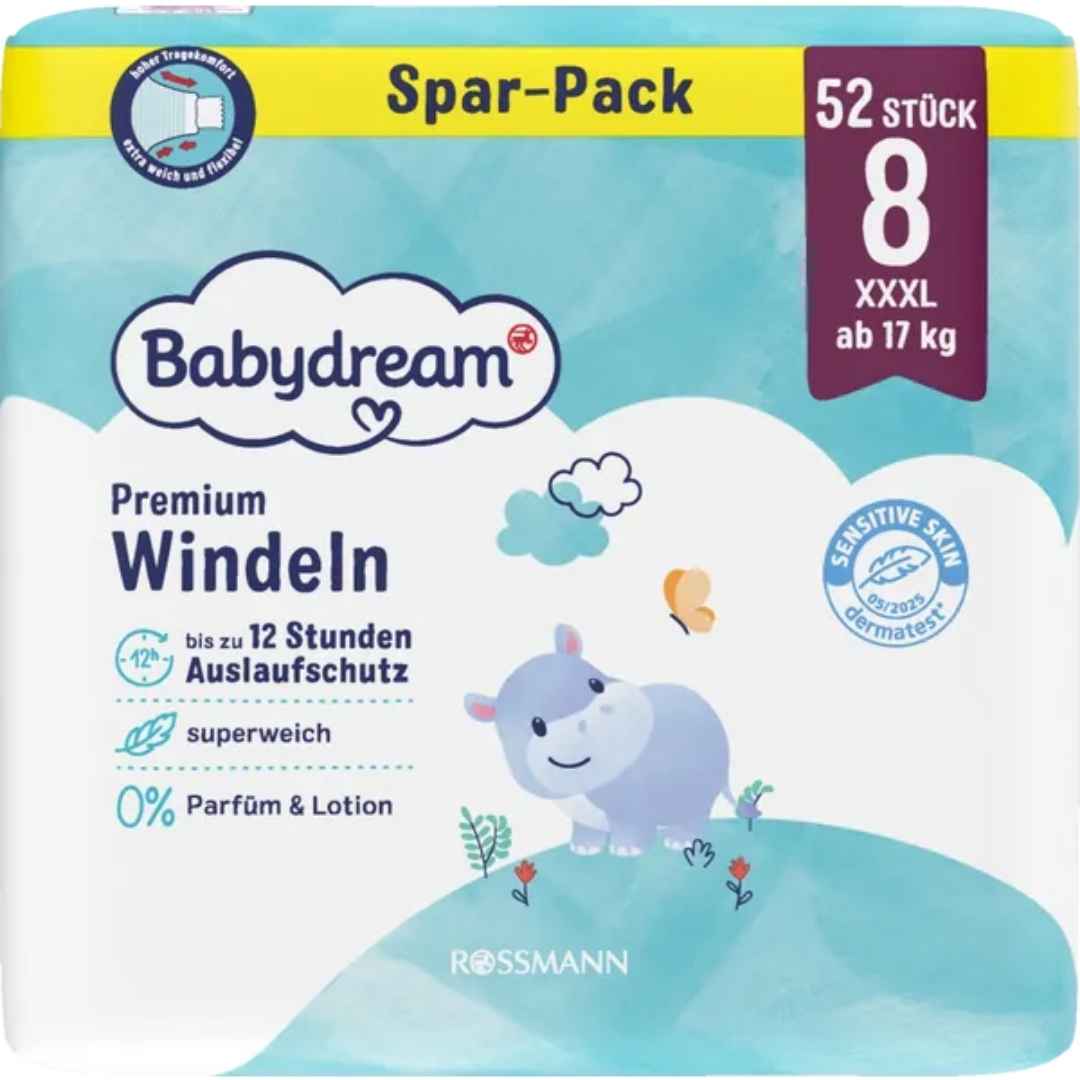 Babydream Premium Windeln Gr. 8 XXXL 52 Stück Jumbo