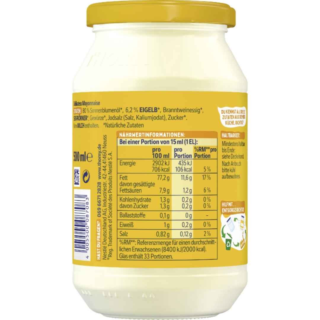 Thomy Delikatess Mayonnaise 500 ml – Cremige Mayonnaise – Bild 2
