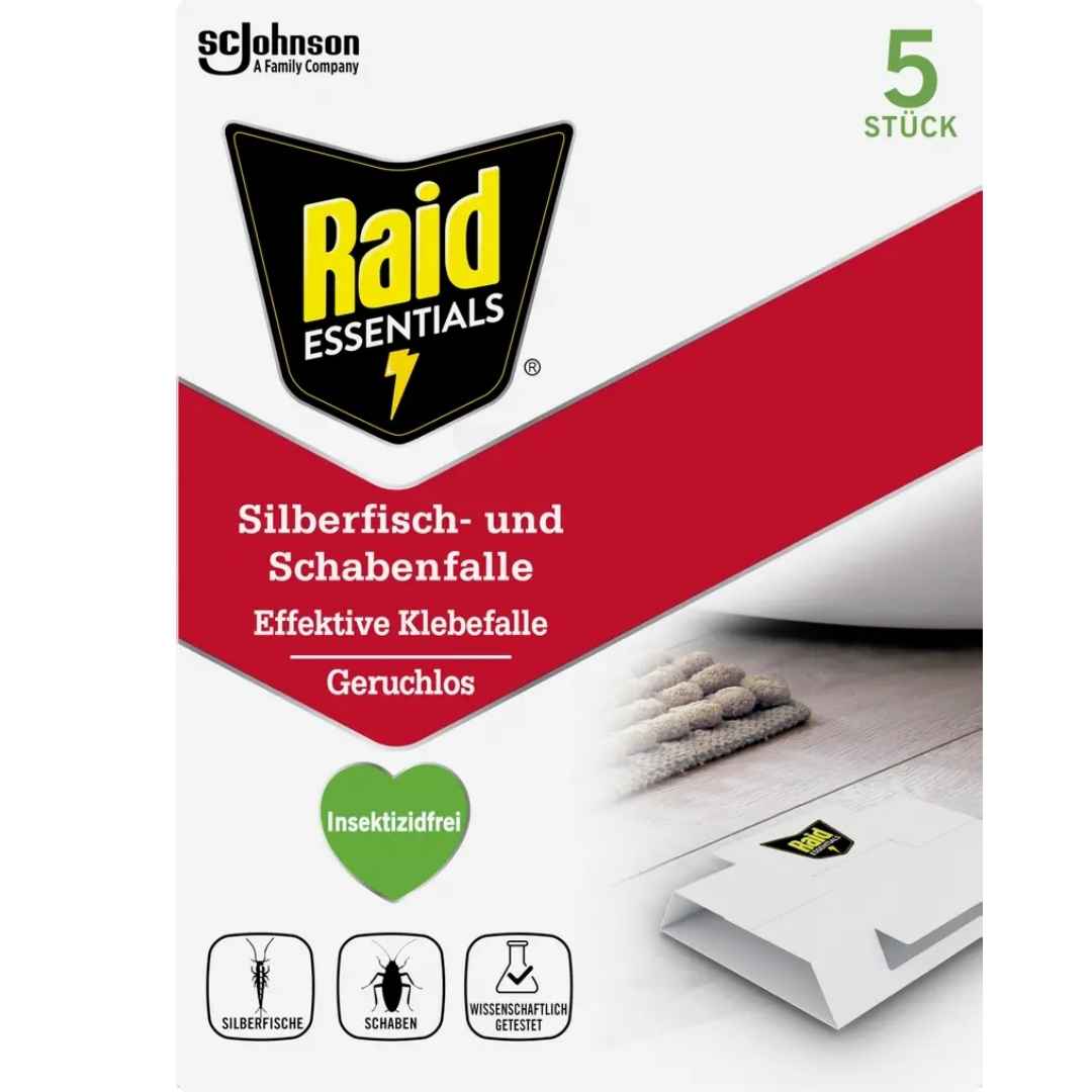 Raid Essentials Silberfisch- & Schabenfalle Klebefalle 5 St.