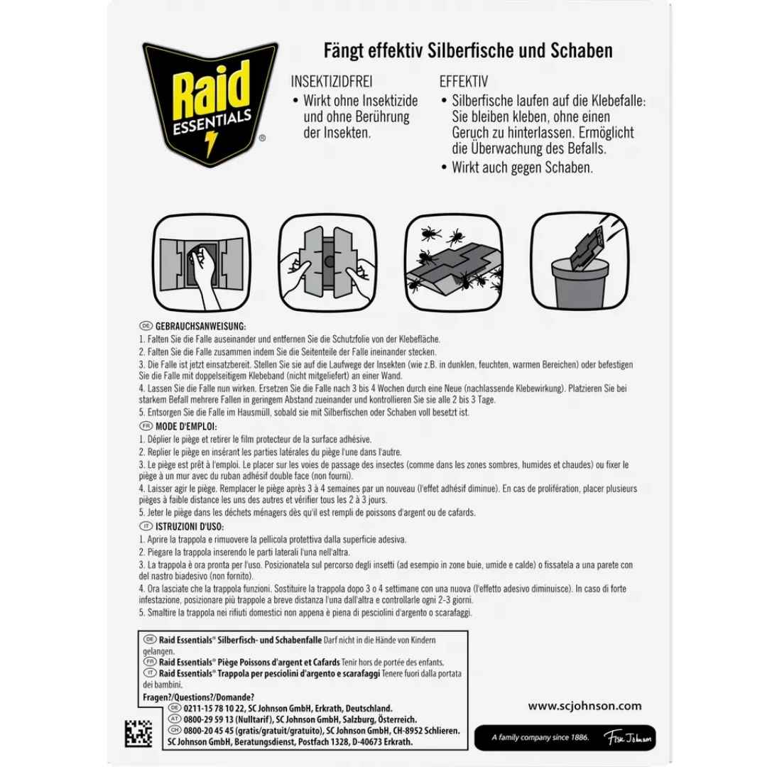 Raid Essentials Silberfisch- & Schabenfalle Klebefalle 5 St. – Bild 2