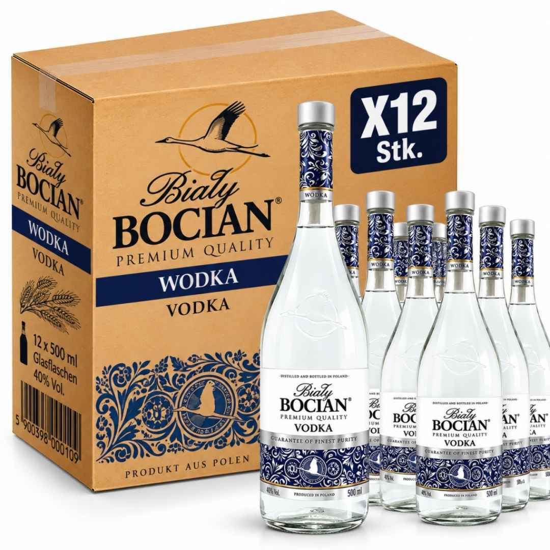 Biały Bocian Wódka Clear Vodka 40 % Vol. 12 x 500 ml